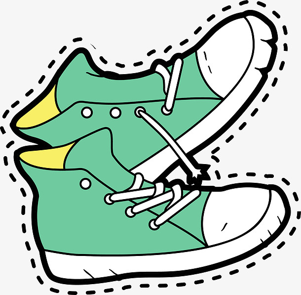 卡通手绘绿色的鞋子新图网